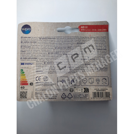 Ampoule four 25w e14 500 ° pour Four Whirlpool, ampoule four 25w - booldesignstu